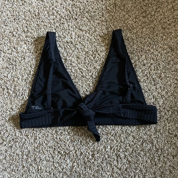 Aerie Wide Ribbed Triangle Bikini Top L Black - Picture 3 of 5